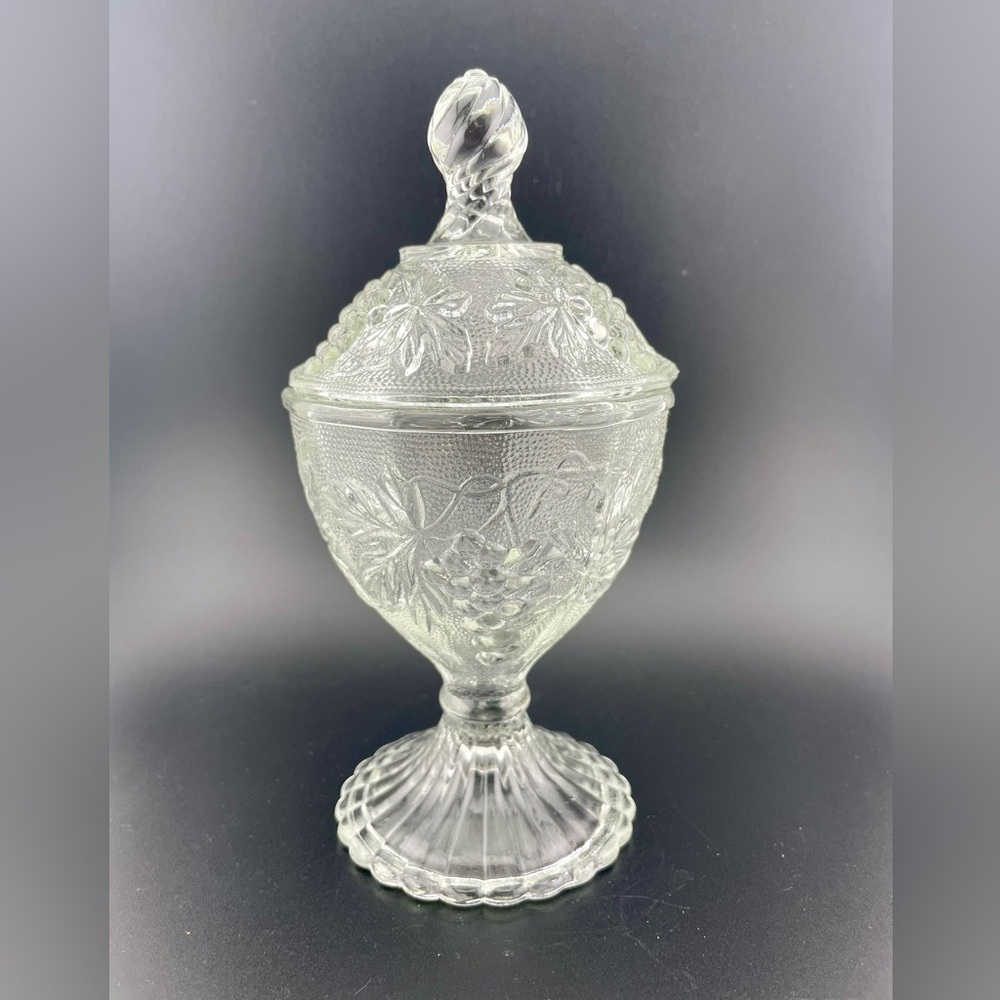 Vintage, Clear Grape and Vine Candy Dish by Jeanette Glass